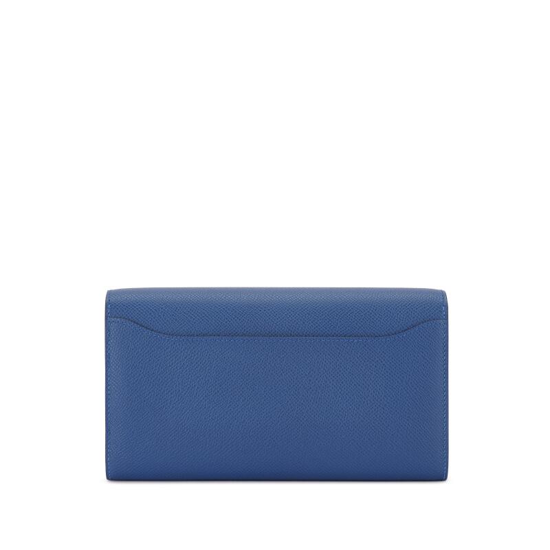Hermès Bleu Tie Epsom Constance To Go Wallet Palladium Hardware