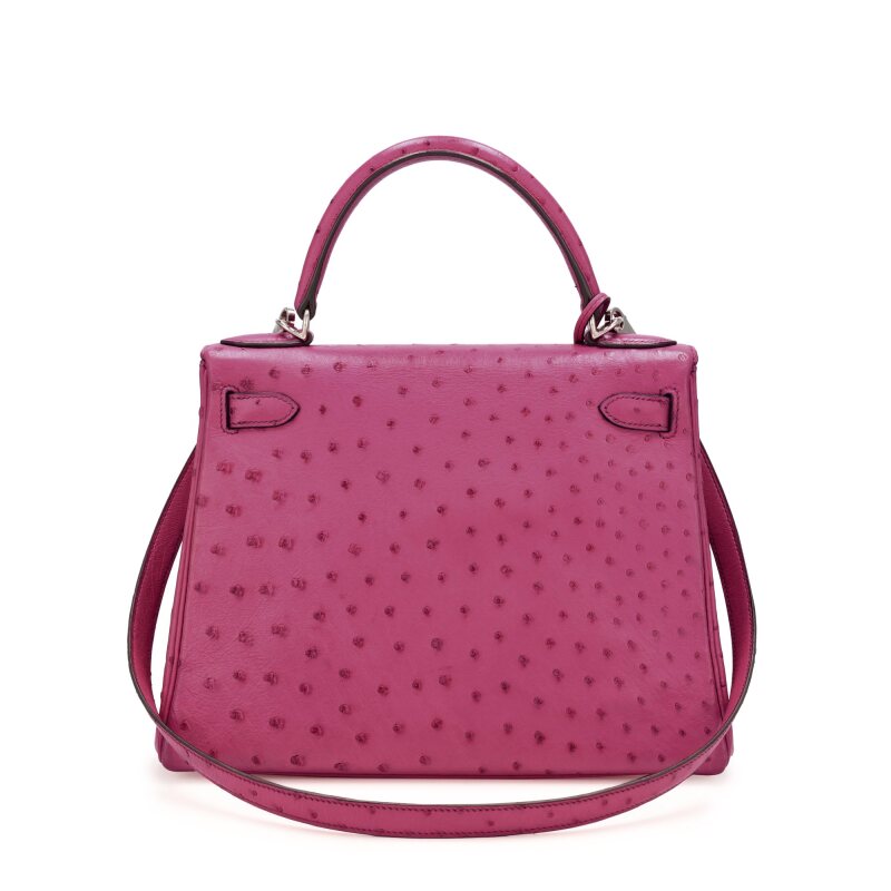 Hermès Kelly 28 Retourne – Fuchsia Ostrich with Palladium Hardware - Zeuskicks