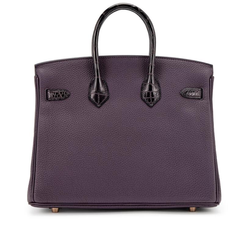 Hermès Birkin 25 Touch – Raisin Togo & Prunoir Matte Alligator with Rose Gold Hardware - Zeuskicks