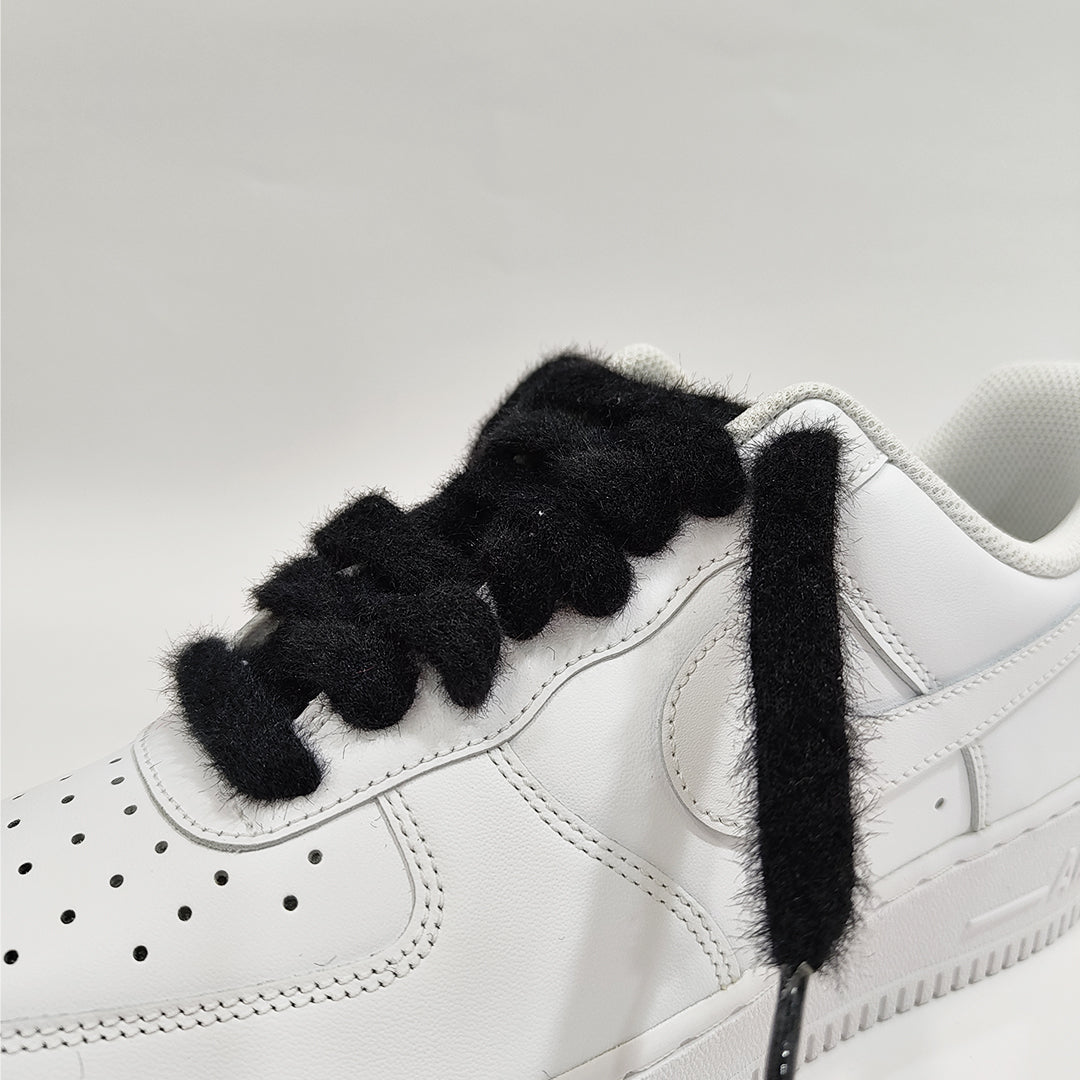 COZY FUZZY BLACK SHEEP FAT LACES BY KNOTTY by KNOTTY