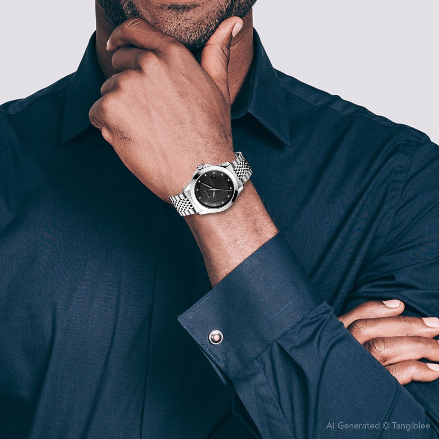 Unisex Gucci G-Timeless YA126456 Black Dial Diamond Stainless Steel Watch