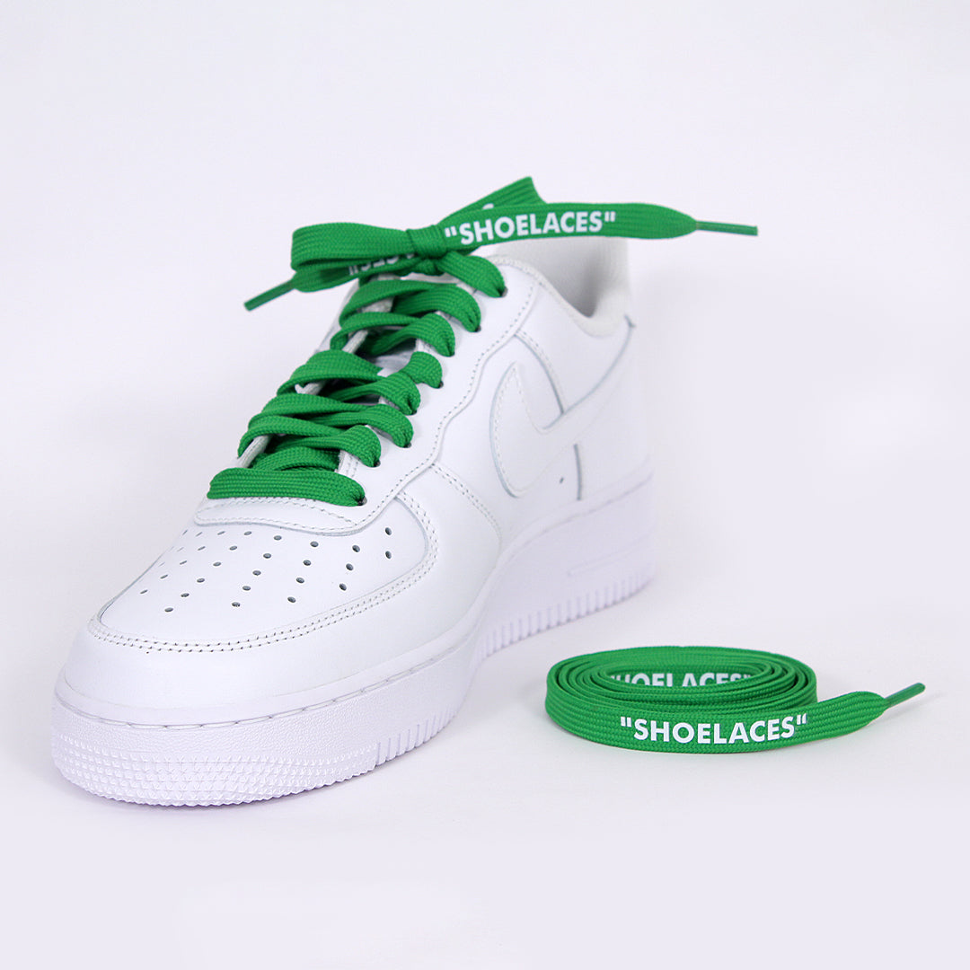 Green Off-White Style “SHOELACES” for Sneakers – Premium Flat Laces by KNOTTY by KNOTTY