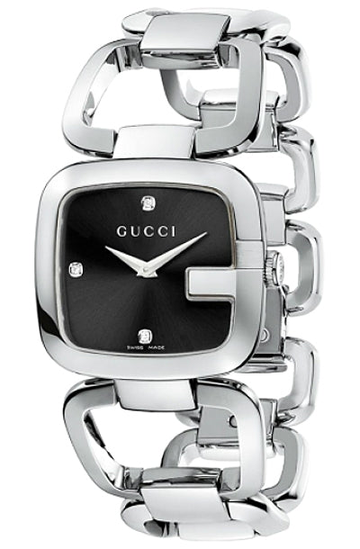 Women’s Gucci YA125406 Black Dial Diamond Stainless Steel Quartz Watch - Zeuskicks