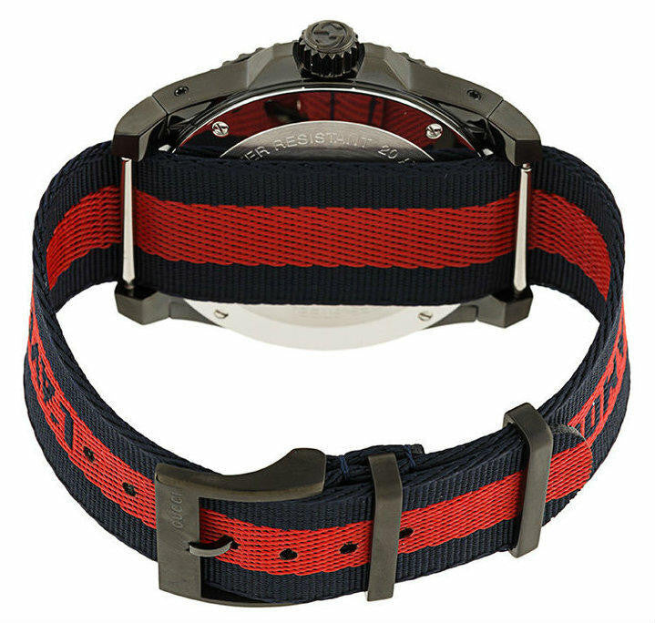 Men’s Gucci YA136215 Dive Quartz Blue Red Web Dial Tiger Embroidery Watch
