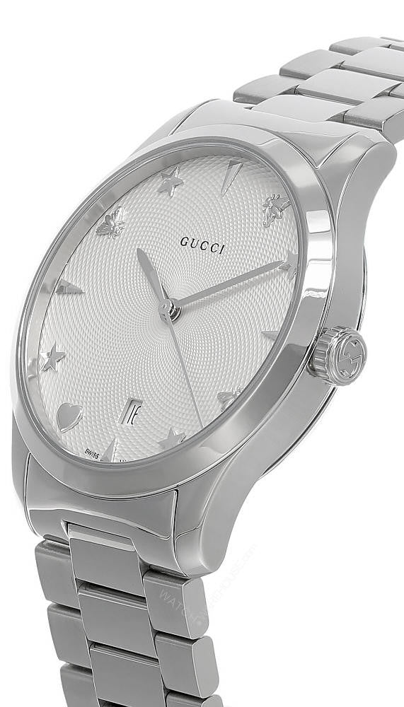 Women’s Gucci YA1264028 38MM Silver Guilloché Dial Watch