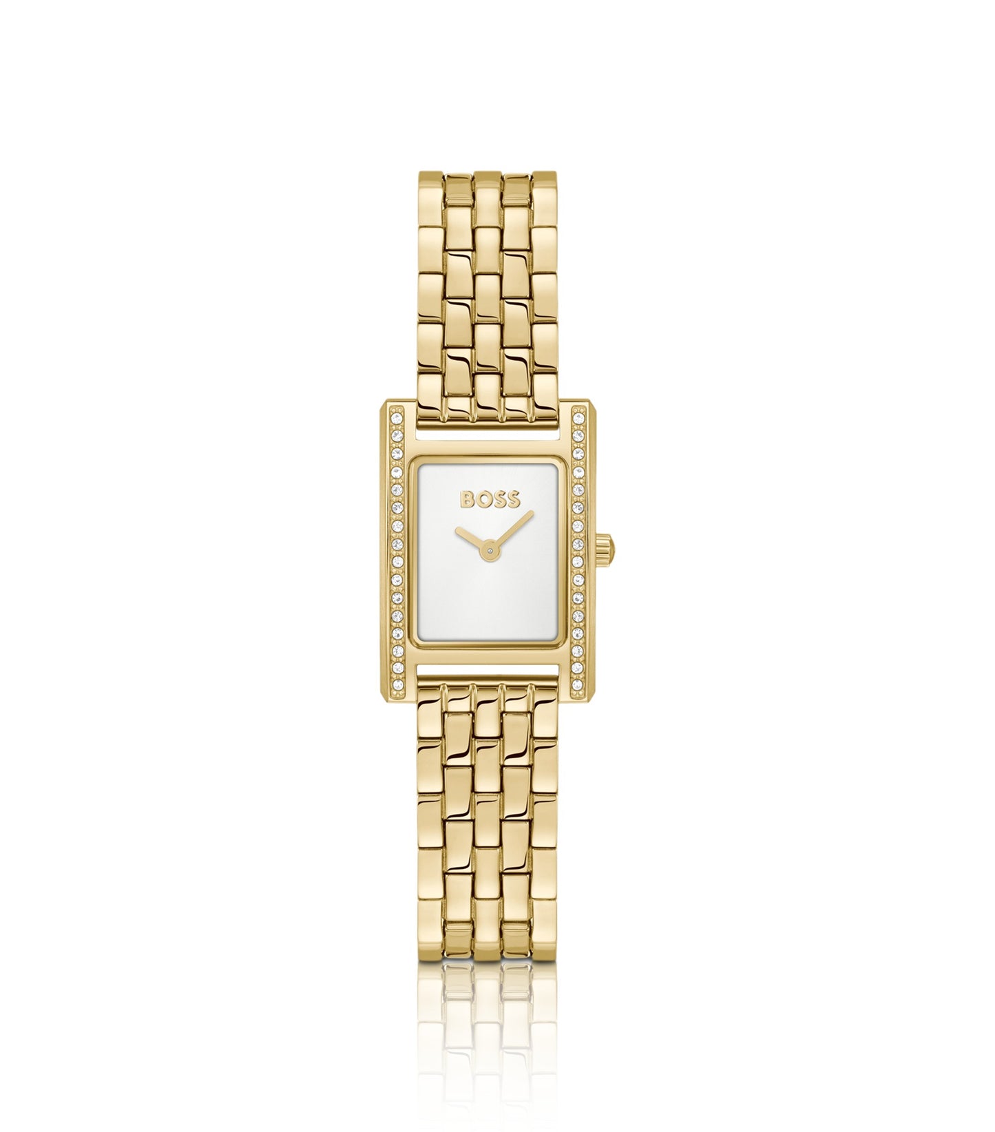 LUCY PRECIOUS Crystal-embellished gold-effect watch with white dial