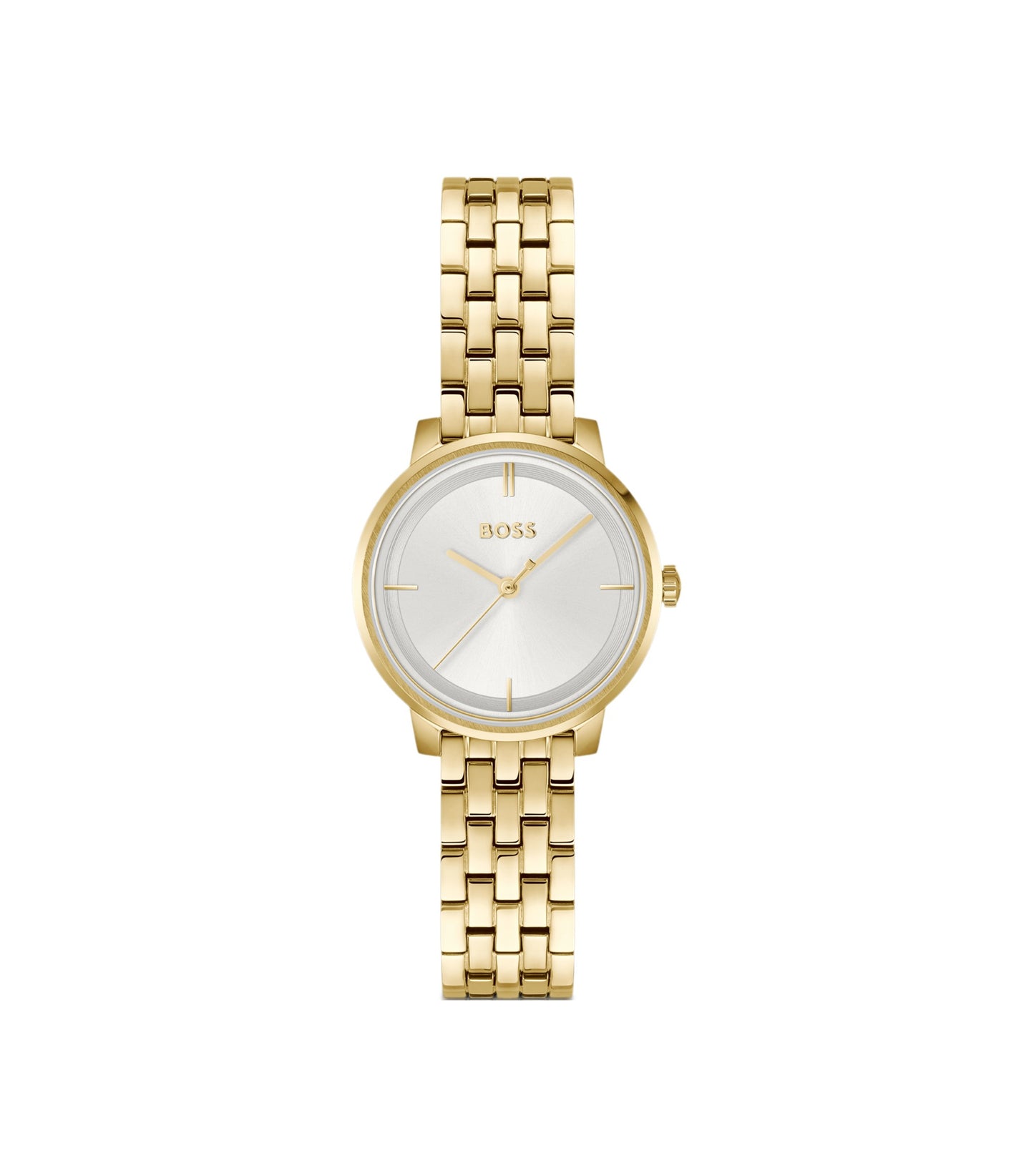 Gold-tone watch with silver-white dial