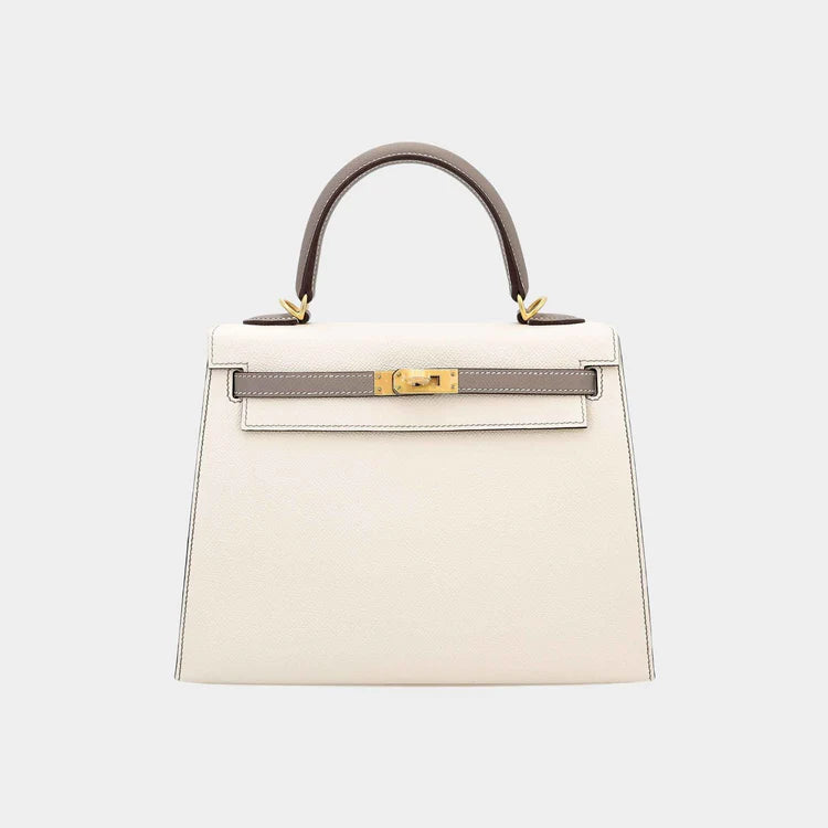 Hermès Kelly 25 HSS — Craie & Gris Asphalte Epsom Sellier Gold Hardware