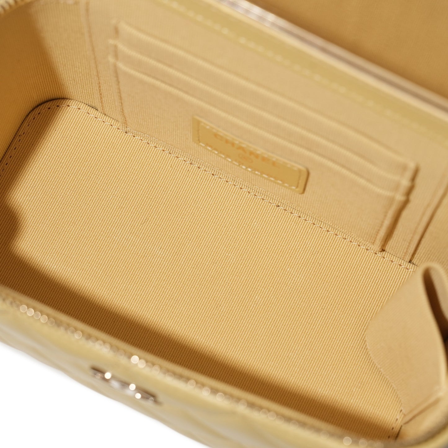 CHANEL Yellow Quilted Lambskin Top Handle Long Vanity Case – Pale Gold Hardware
