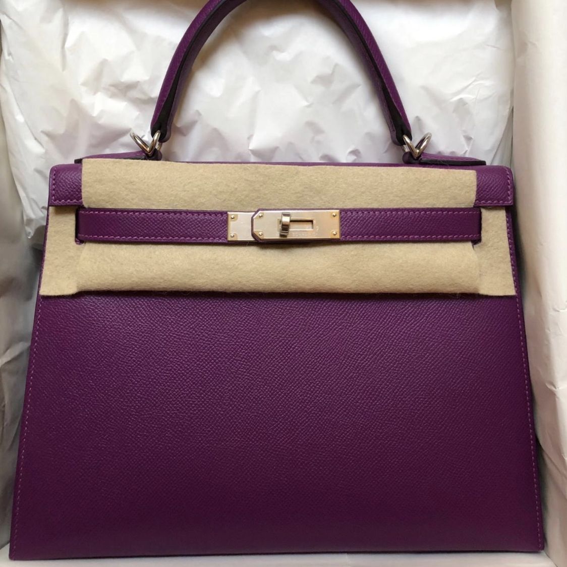 Hermès Kelly 28 Sellier Anémone Epsom Palladium Hardware (2019)