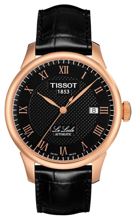 Men’s Tissot Le Locle Automatic T41.5.423.53 Rose Gold Leather Strap Watch
