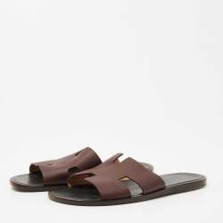 Hermès Oran Sandals – Burgundy Leather Edition