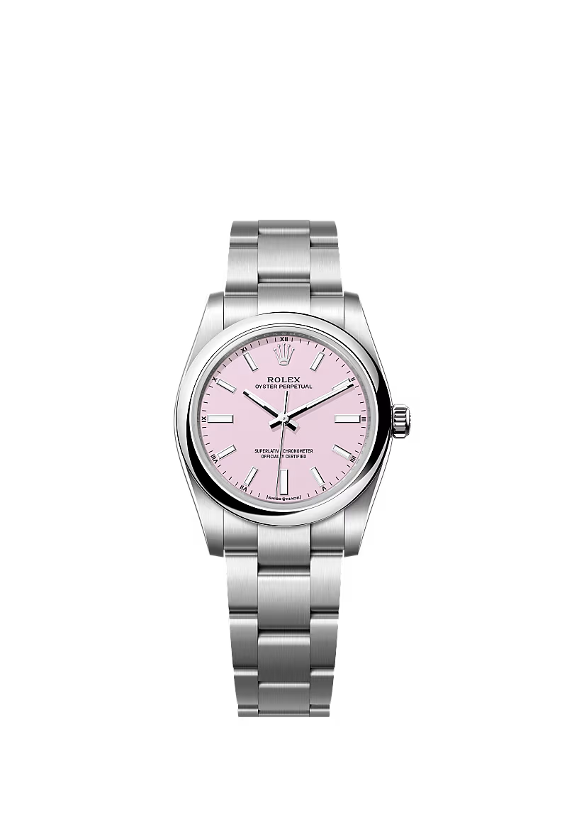 Women’s Rolex Oyster Perpetual 34 124200 – Candy Pink Dial, Oystersteel