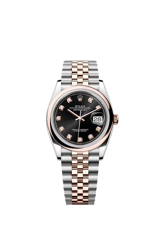 Men’s Rolex Datejust 36 126201 Automatic Watch – Bright Black Diamond Dial with Jubilee Bracelet