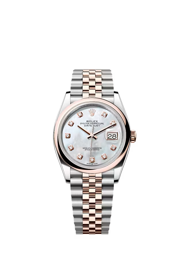 Men’s Rolex Datejust 36 126201 Automatic Watch – White Mother-of-Pearl Diamond Dial with Jubilee Bracelet