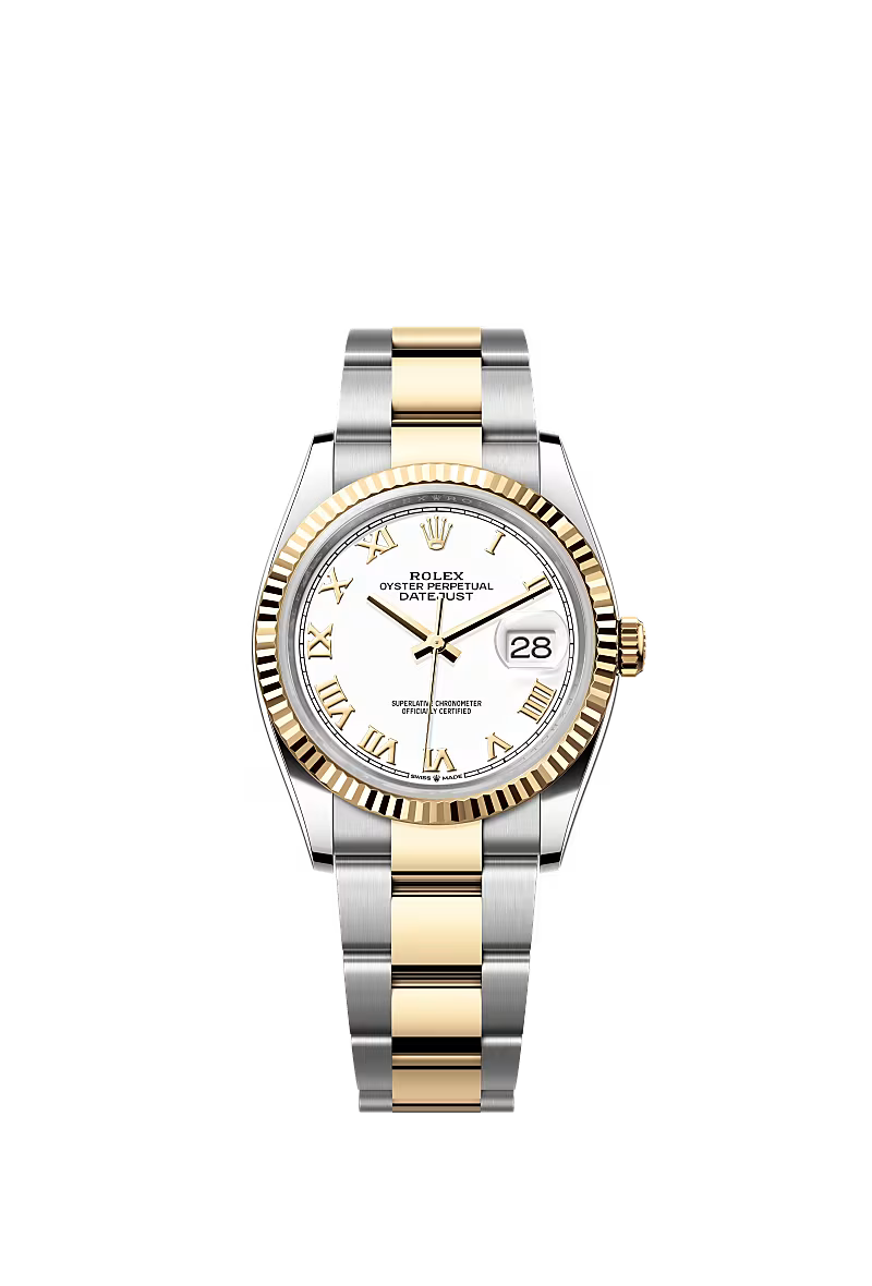 Men’s Rolex Datejust 36 Ref. 126233 – Yellow Rolesor, White Dial, Oyster Bracelet