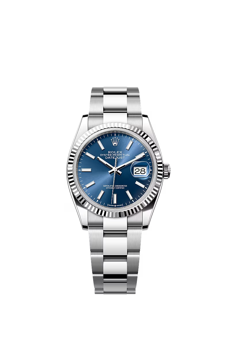 Men’s Datejust 36 Ref. 126234 Automatic Watch in Oystersteel & White Gold (Bright Blue Dial)
