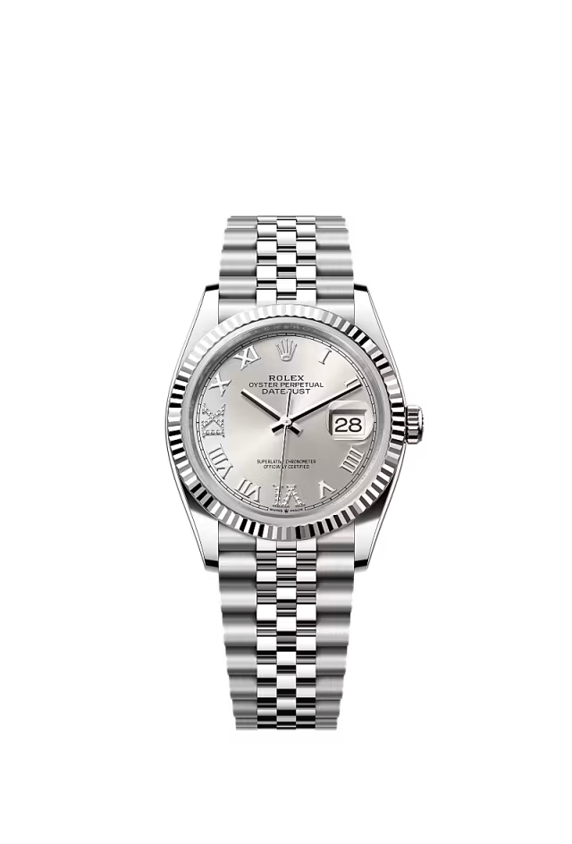 Men’s Rolex Datejust 36 126234 Oystersteel & White Gold Automatic Watch – Silver Diamond Dial