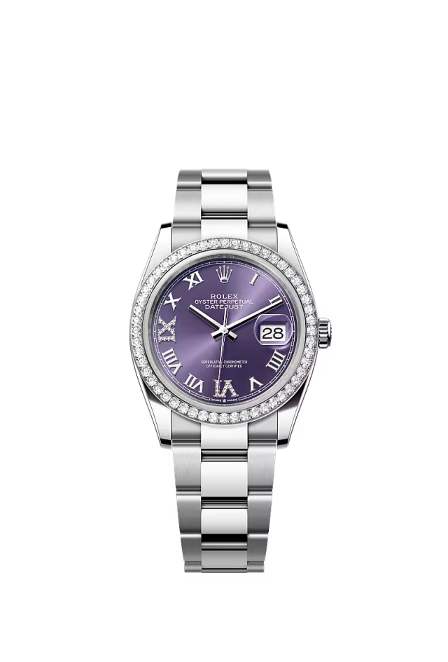 Men’s Rolex Datejust 36 126284RBR Oystersteel & White Gold – Aubergine Diamond Dial