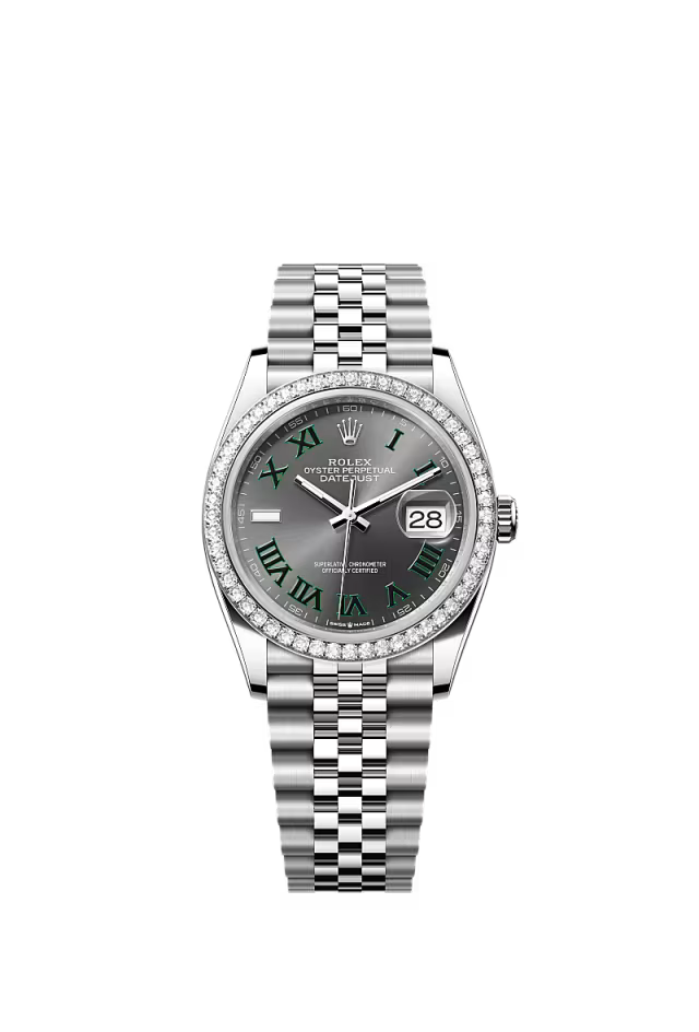 Men’s Rolex Datejust 36 126284RBR – Oystersteel & White Gold, Slate Dial, Diamond Bezel, Jubilee Bracelet