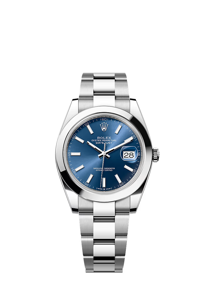 Men’s Datejust 41 Ref. 126300 Automatic Watch in Oystersteel (Bright Blue Dial)