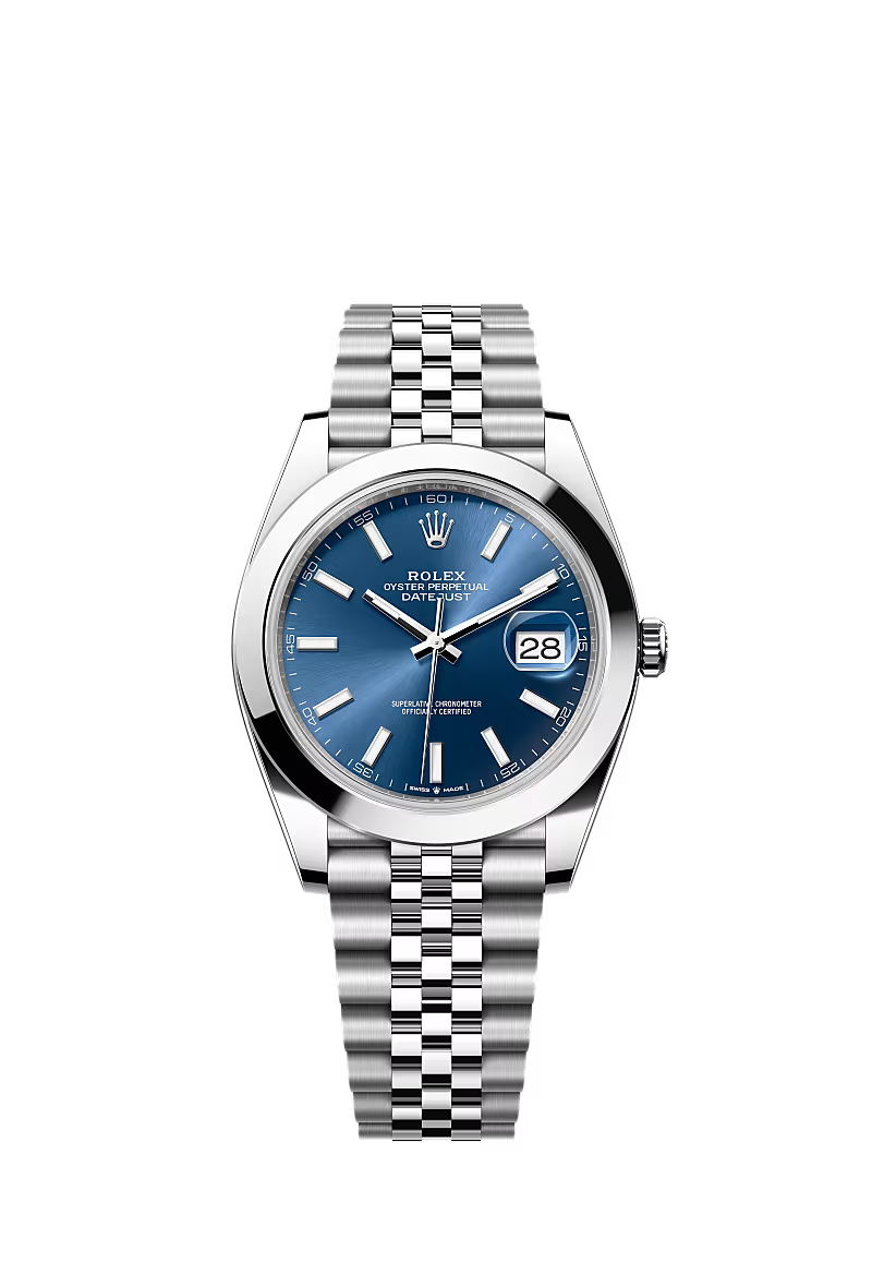 Men’s Datejust 41 Ref. 126300 Automatic Watch in Oystersteel (Bright Blue Dial, Jubilee Bracelet)