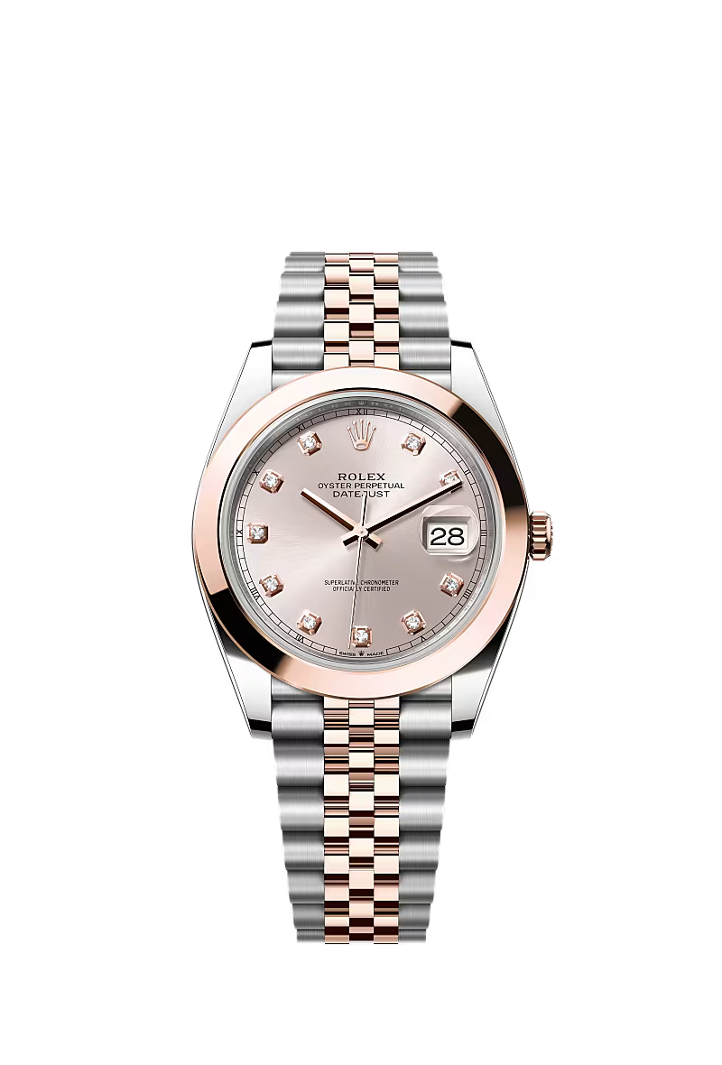 Men’s Rolex Datejust 41 126301 Automatic Watch – Sundust Diamond Dial with Everose Rolesor Jubilee Bracelet
