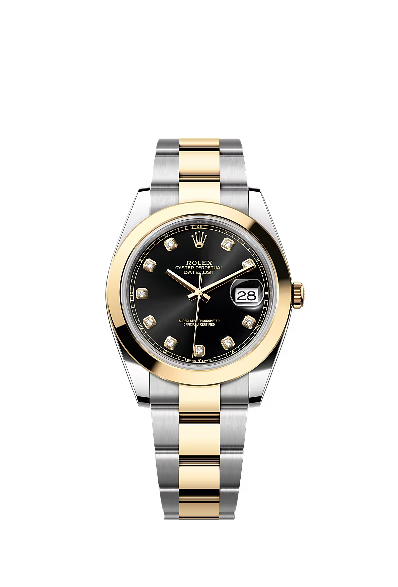 Men’s Datejust 41 Ref. 126303 – Yellow Rolesor, Bright Black Diamond Dial, Oyster Bracelet