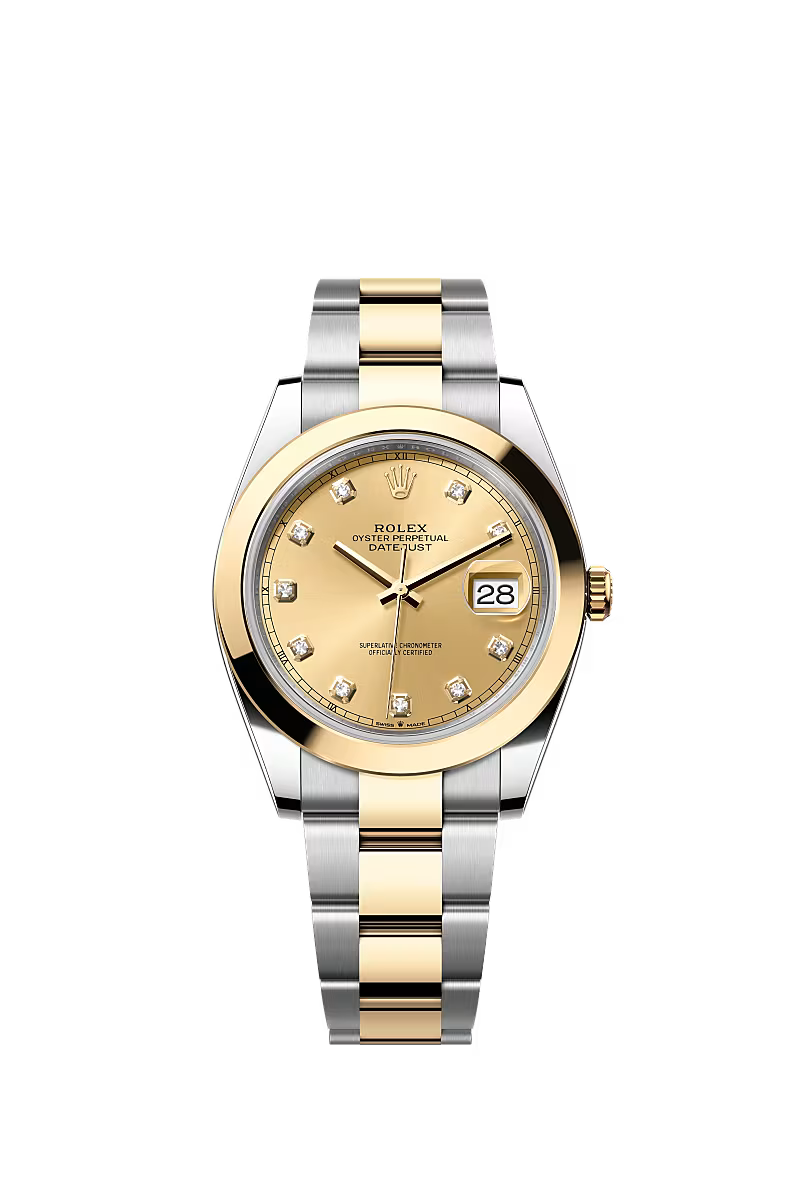 Men’s Datejust 41 Ref. 126303 – Yellow Rolesor, Champagne Diamond Dial, Oyster Bracelet