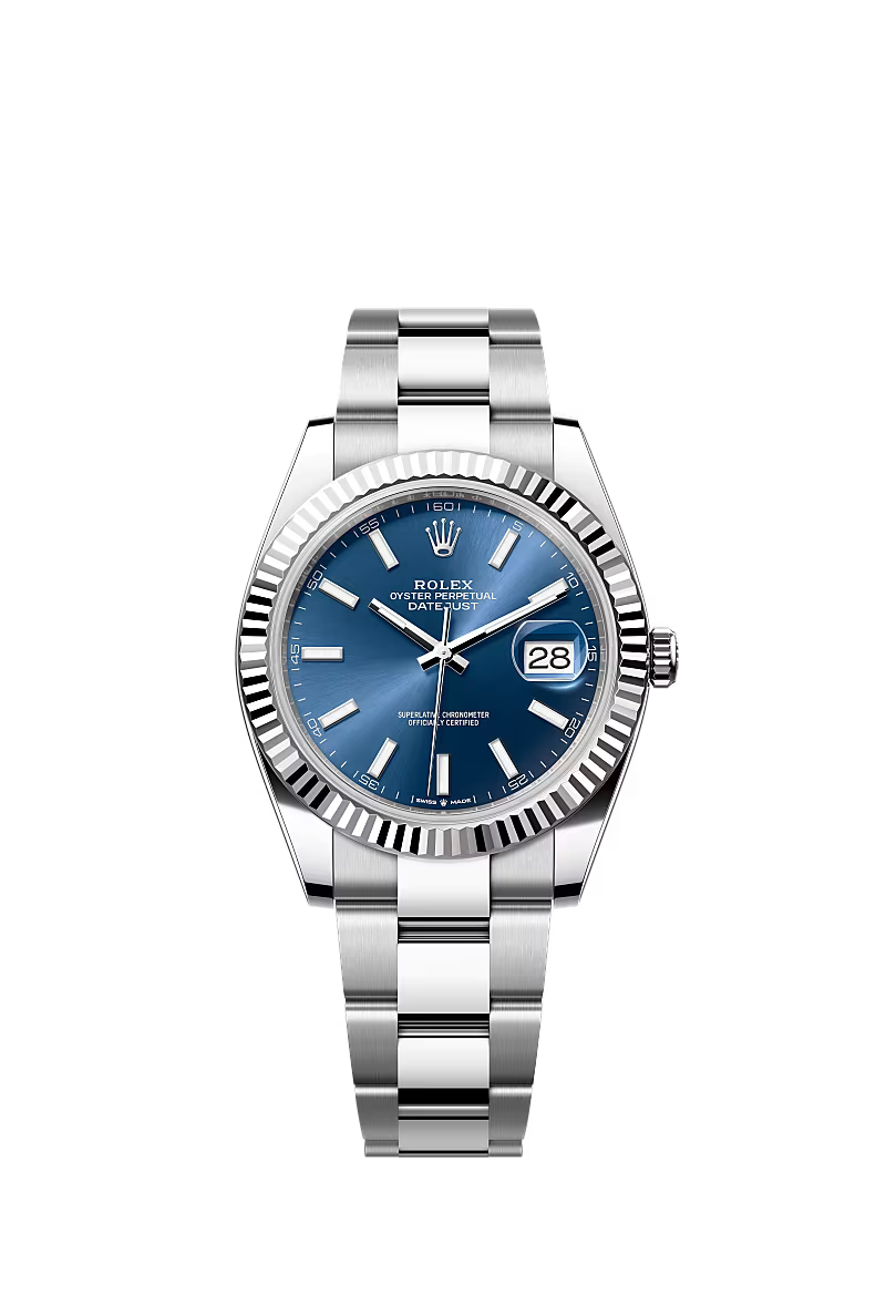 Men’s Datejust 41 Ref. 126334 Automatic Watch in White Rolesor (Bright Blue Dial, Oyster Bracelet)