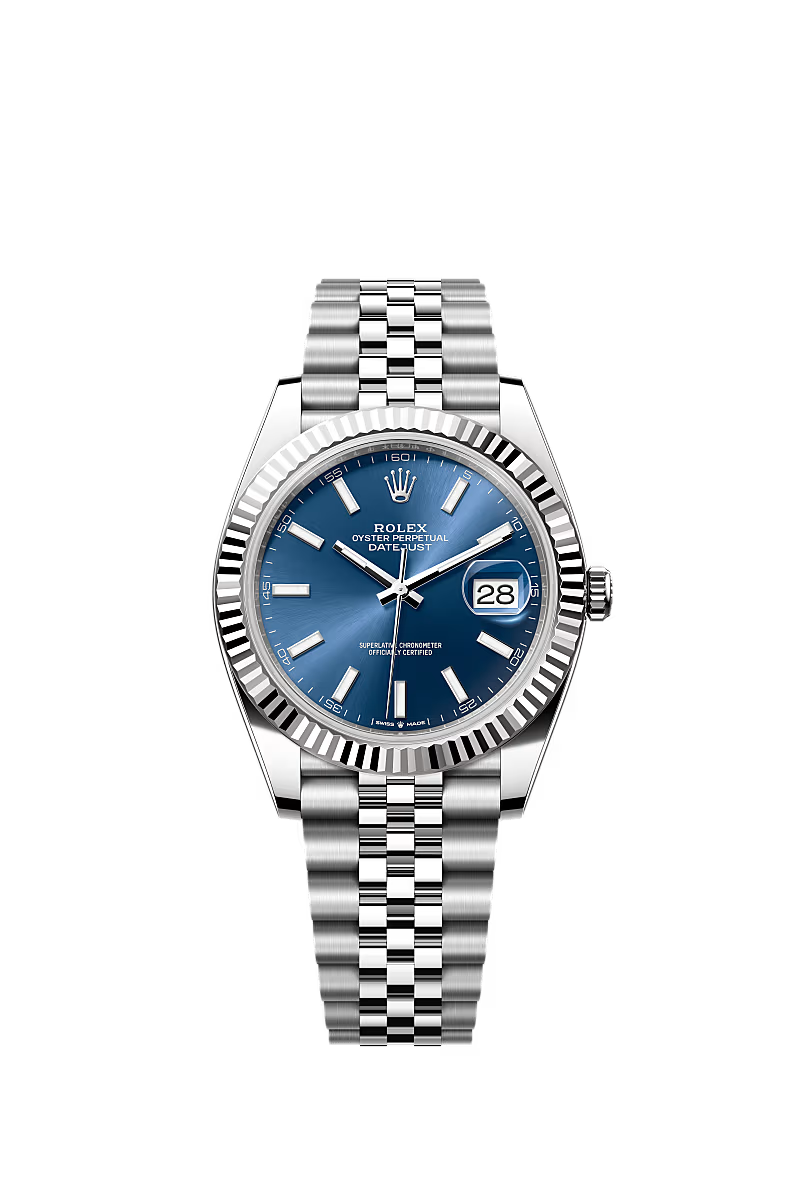 Men’s Rolex Datejust 41 Ref. 126334 – White Rolesor, Bright Blue Dial, Jubilee Bracelet