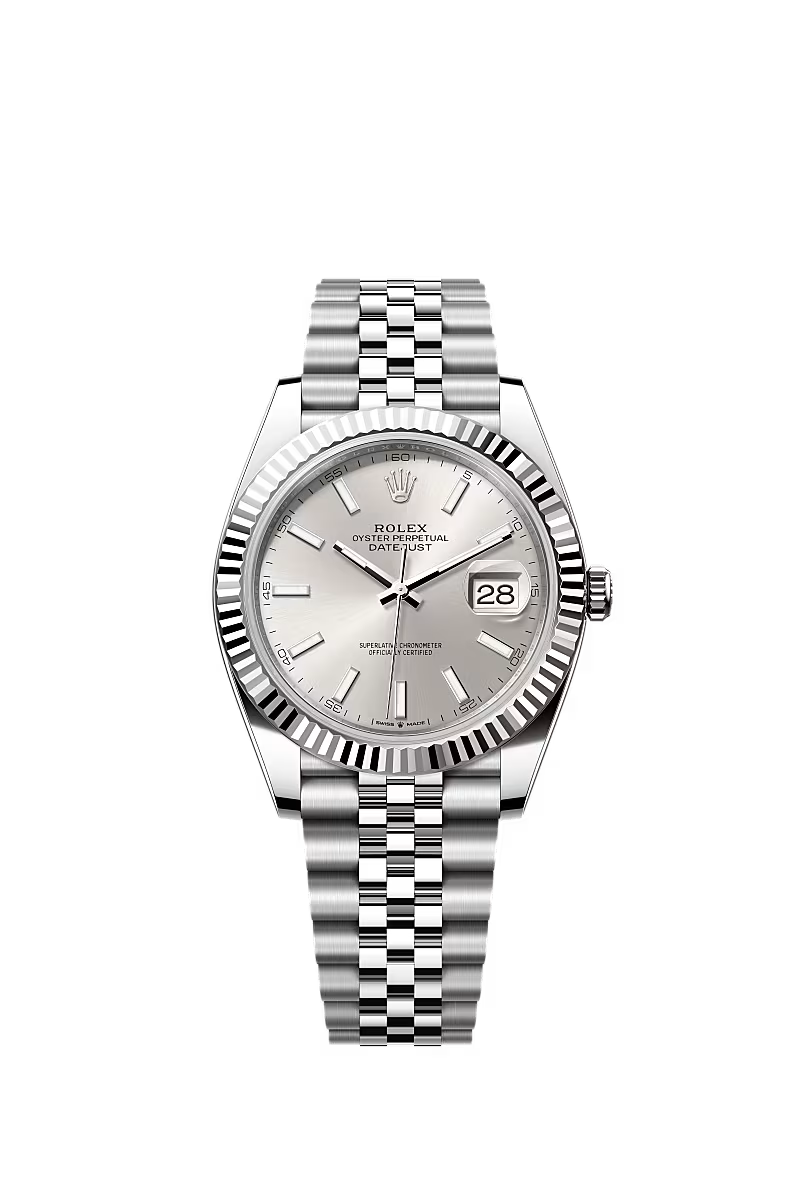 Men’s Rolex Datejust 41 Ref. 126334 – White Rolesor, Silver Dial, Jubilee Bracelet