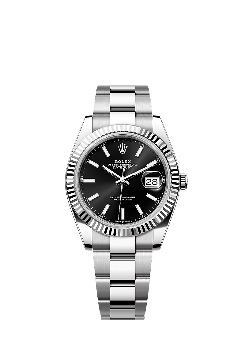 Men’s Datejust 41 Ref. 126334 Automatic Watch in White Rolesor (Bright Black Dial, Oyster Bracelet)
