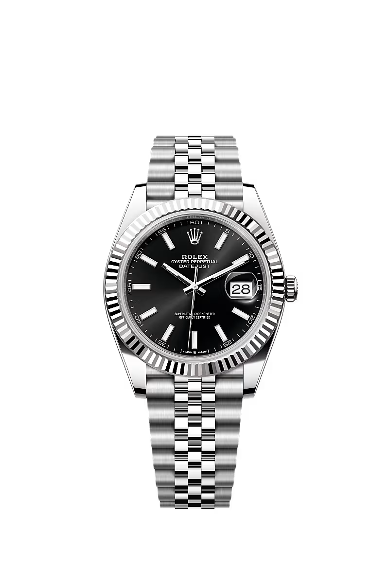 Men’s Datejust 41 Ref. 126334 Automatic Watch – White Rolesor, Bright Black Dial, Jubilee Bracelet