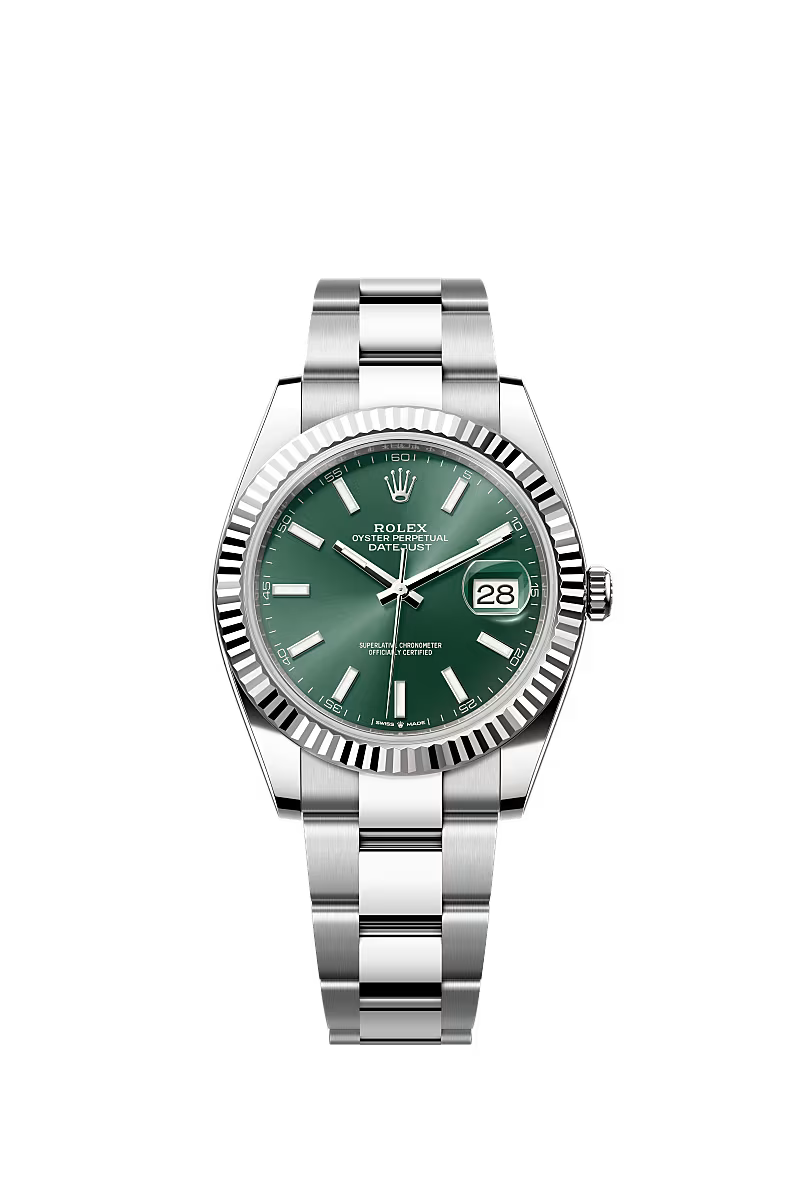 Men’s Datejust 41 Ref. 126334 Automatic Watch in White Rolesor (Mint Green Dial, Oyster Bracelet)