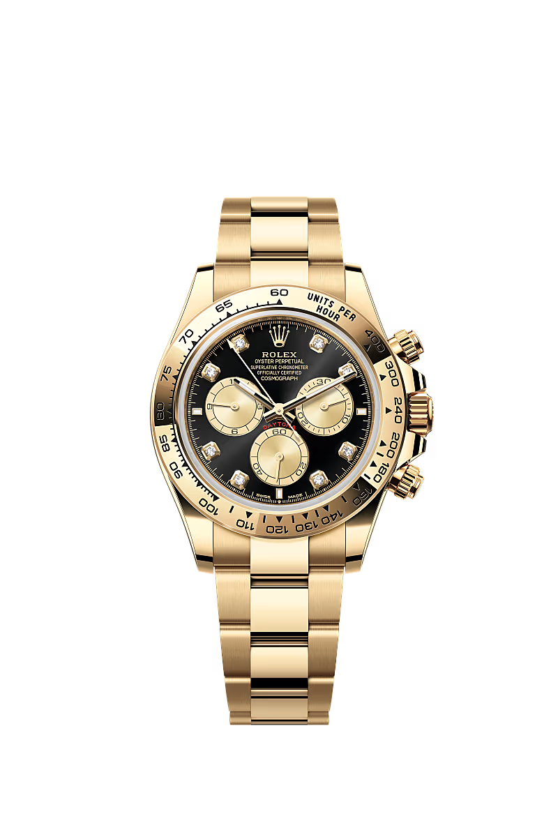 Men’s Rolex Cosmograph Daytona 126508 Black & Diamond Dial 18 kt Yellow Gold Watch