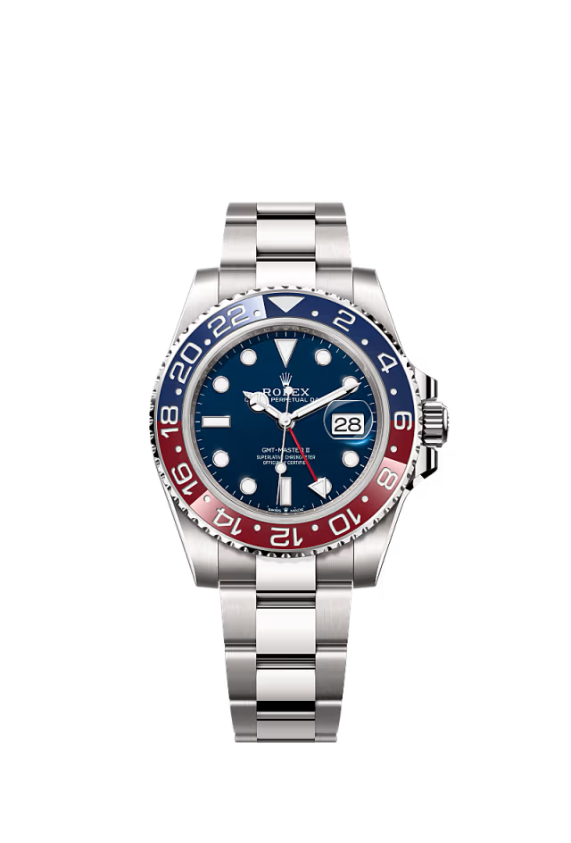 Men’s Rolex GMT-Master II 126719BLRO – 18K White Gold, Blue & Red Bezel, Midnight Blue Dial