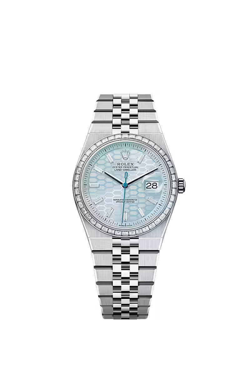 Men’s Rolex Land-Dweller 36 Ref. 127286TBR Platinum & Diamond Automatic Watch - Zeuskicks