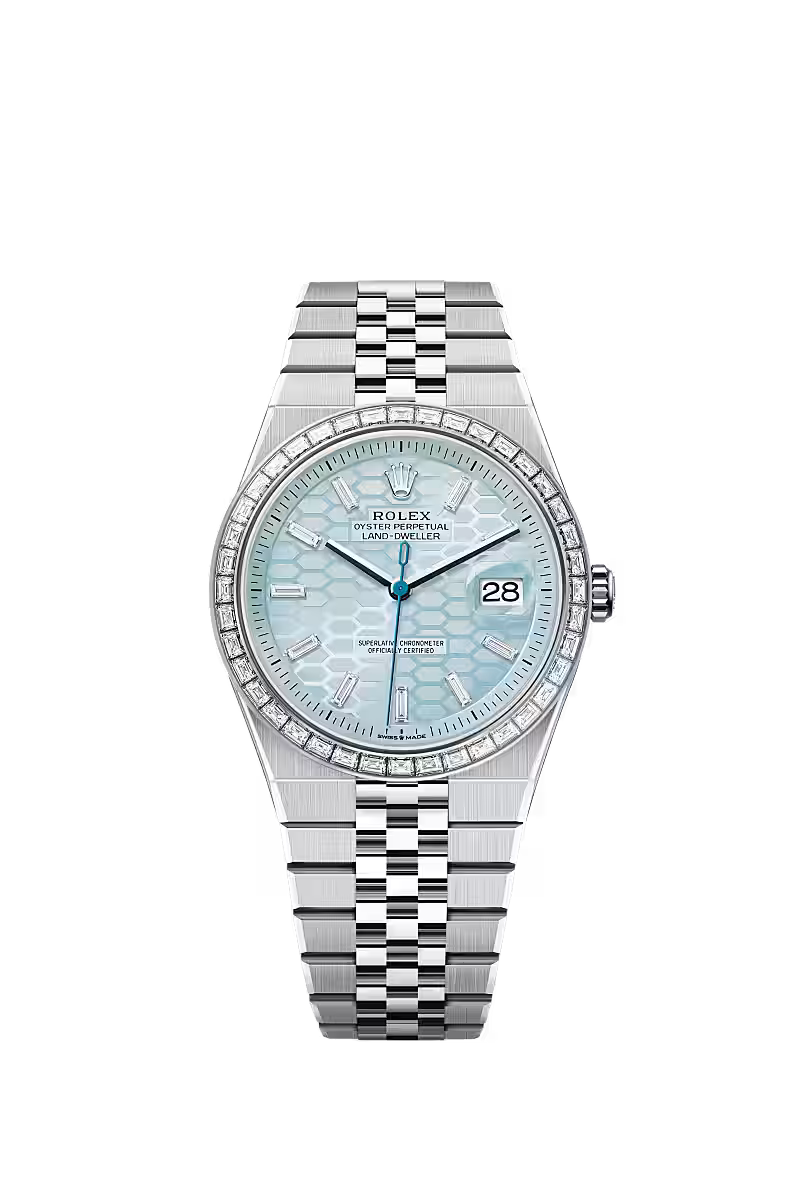 Men’s Rolex Land-Dweller 40 Ref. 127386TBR Platinum & Diamond Automatic Watch - Zeuskicks