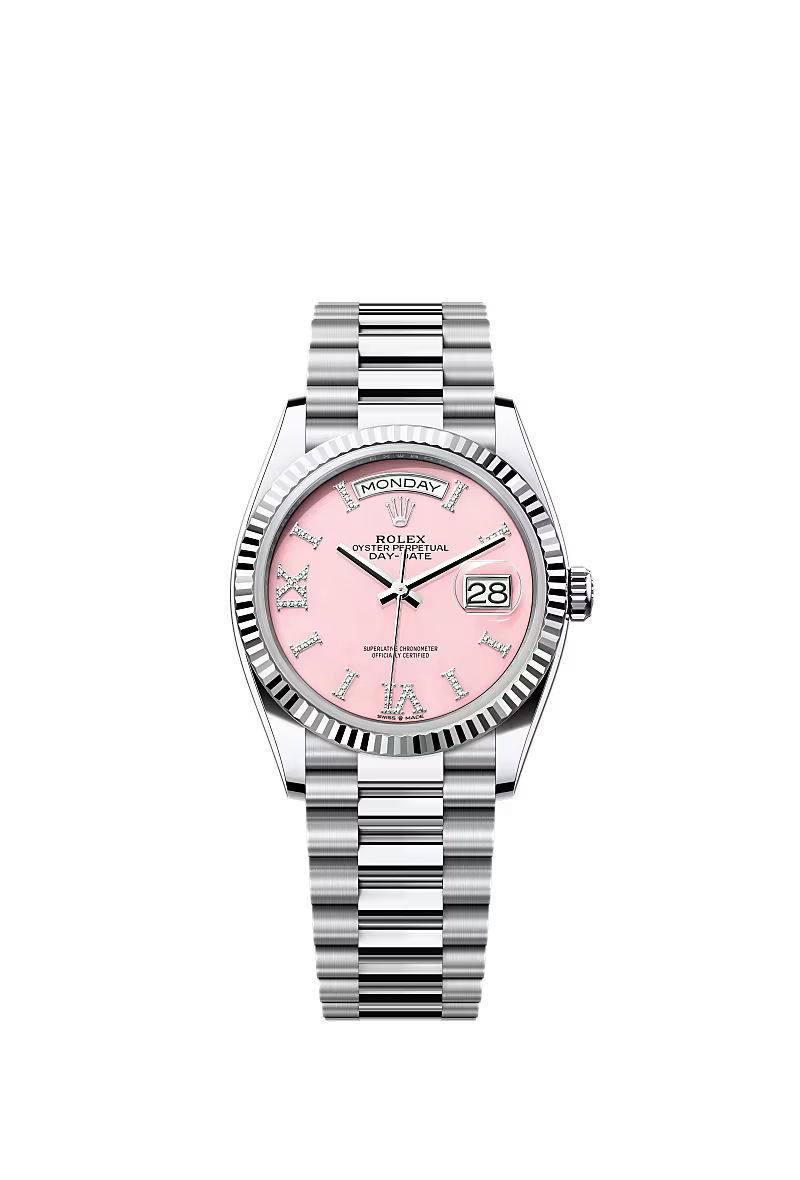 Men’s Rolex Day-Date 36 Platinum Watch – Pink Opal Diamond Dial - Zeuskicks