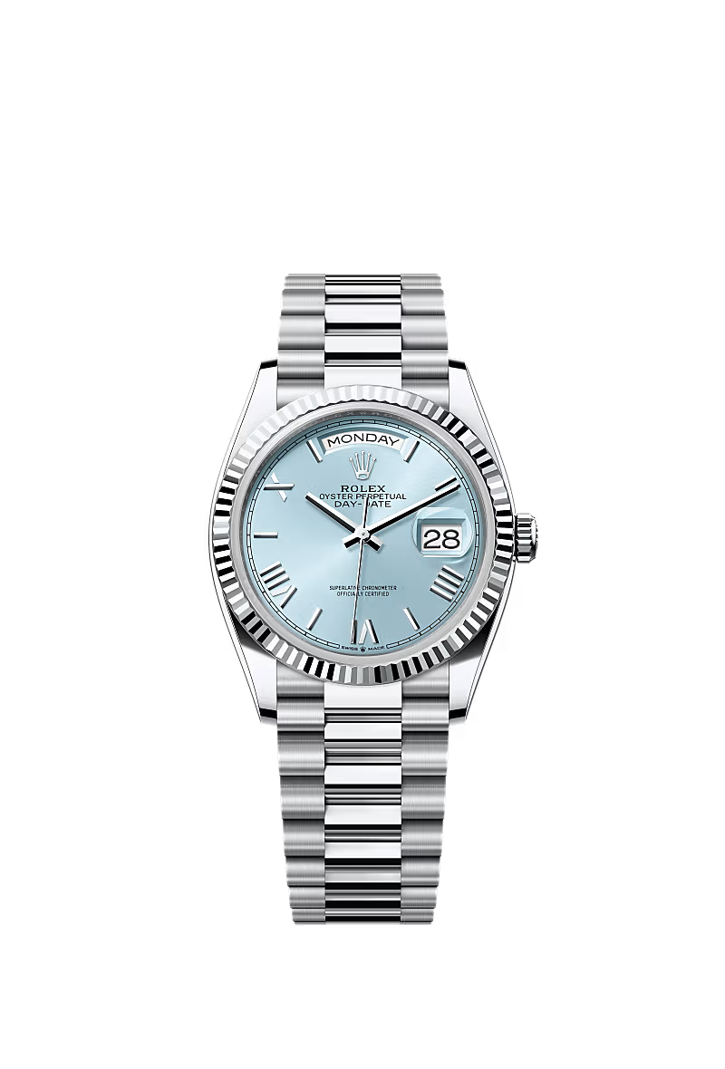 Men’s Rolex Day-Date 36 Platinum Watch – Ice Blue Dial - Zeuskicks