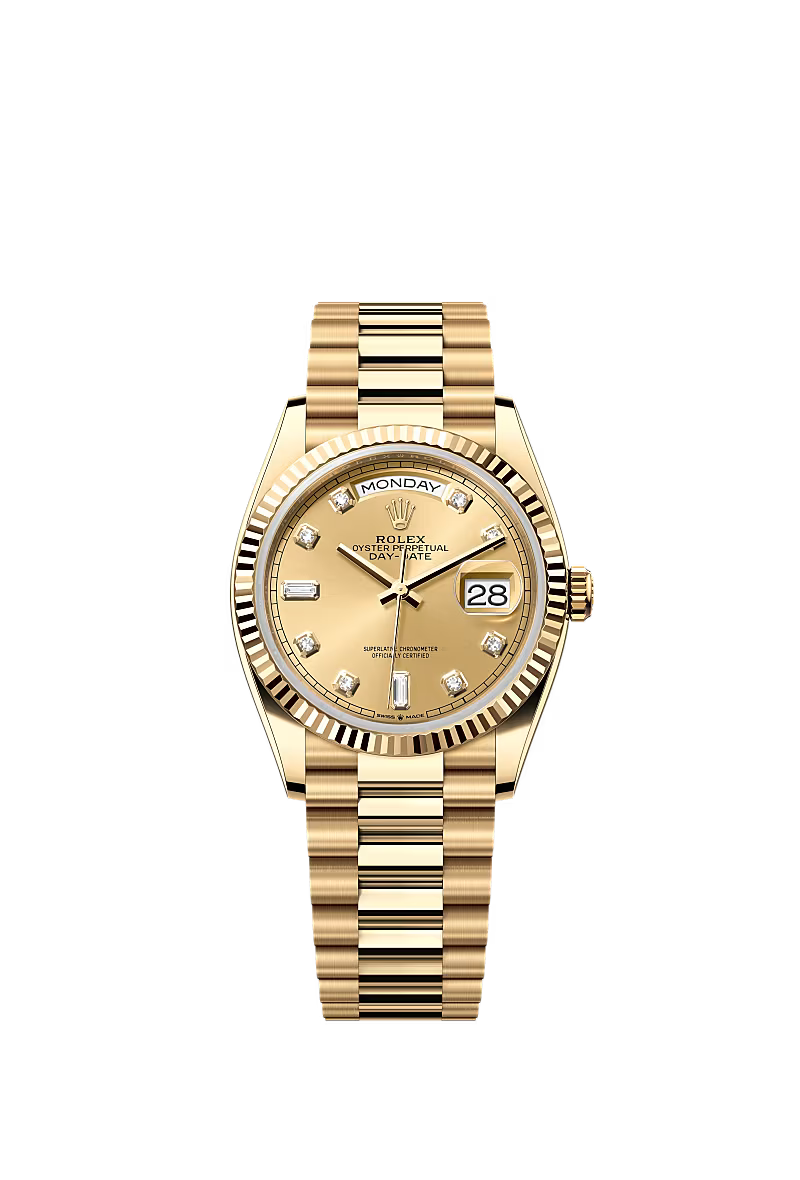 Men’s Rolex Day-Date 36 Ref. 128238 Yellow Gold – Champagne Diamond Dial - Zeuskicks
