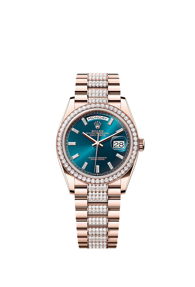 Men’s Rolex Day-Date 36 Everose Gold & Diamond Watch – Reference 128345RBR - Zeuskicks