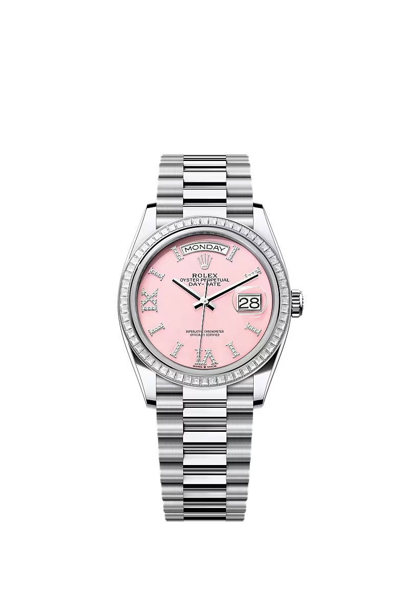 Men’s Rolex Day-Date 36 128396TBR Automatic Watch – Platinum & Diamonds - Zeuskicks