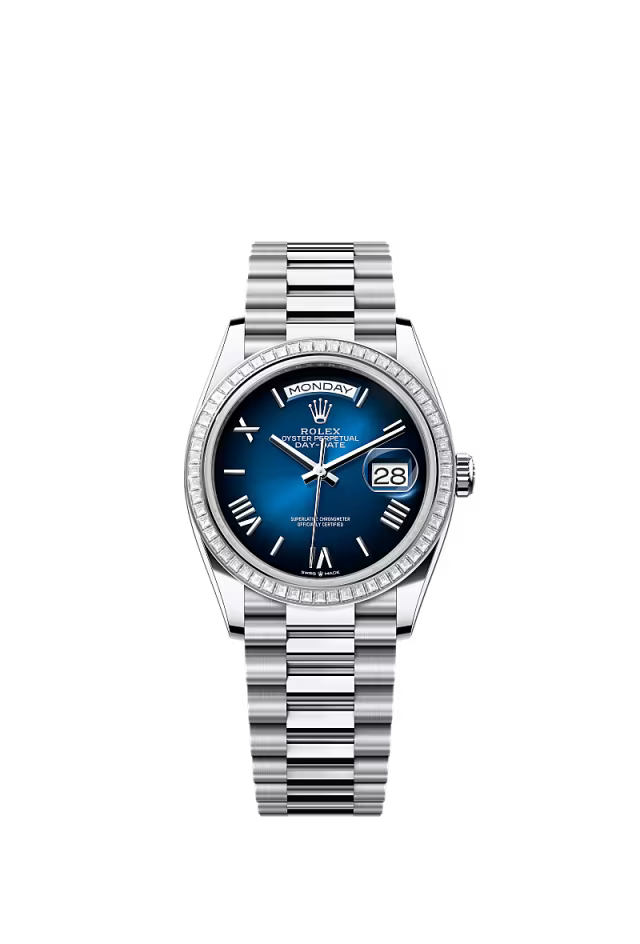 Men’s Rolex Day-Date 36 128396TBR Automatic Watch – Platinum & Diamonds - Zeuskicks