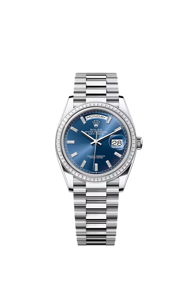 Men’s Rolex Day-Date 36 128396TBR Automatic Watch – Platinum & Diamonds - Zeuskicks