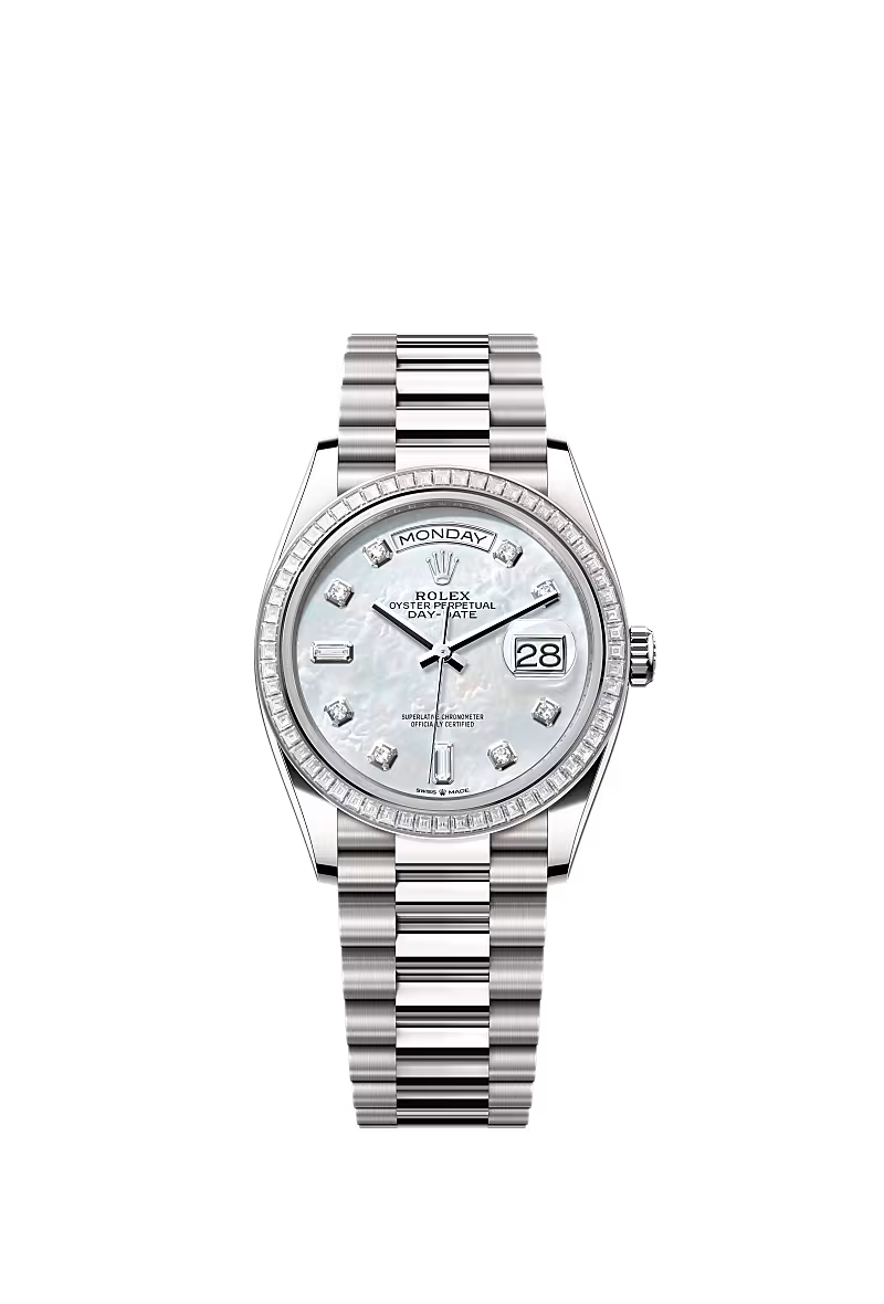 Men’s Rolex Day-Date 36 128399TBR Automatic White Gold Diamond Watch - Zeuskicks