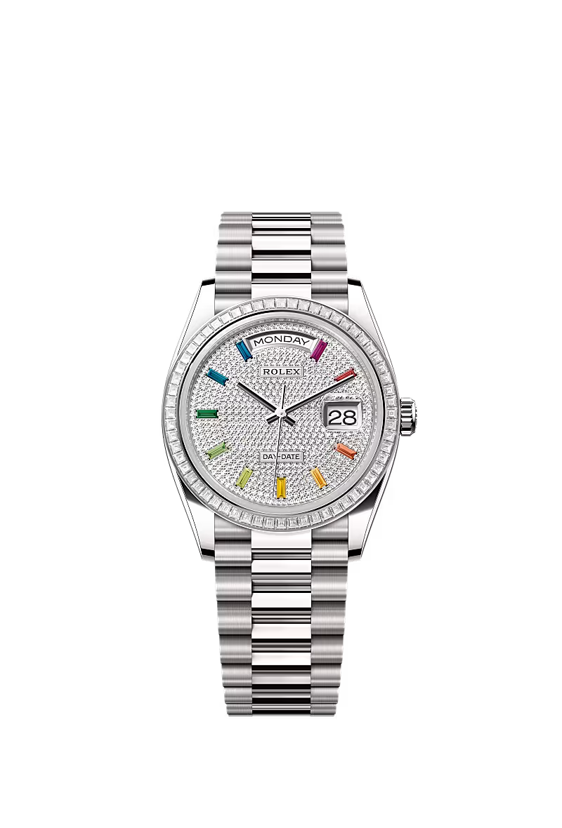 Men’s Rolex Day-Date 36 128399TBR Automatic White Gold Diamond Watch - Zeuskicks