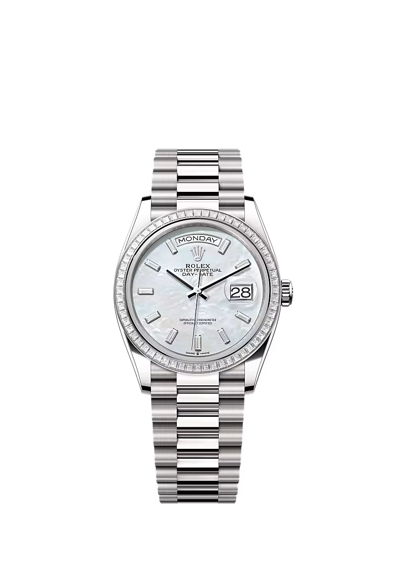 Men’s Rolex Day-Date 36 128399TBR Automatic White Gold Diamond Watch - Zeuskicks