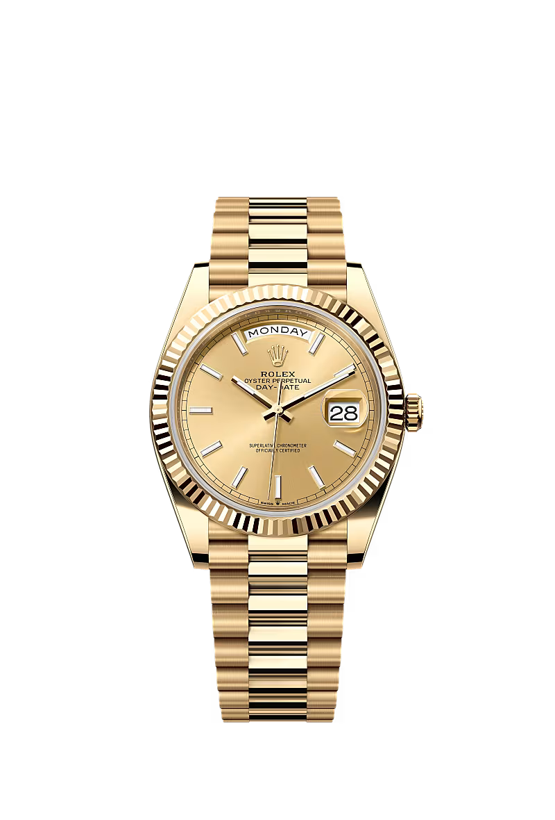 Men’s Rolex Day-Date 40 Ref. 228238 Yellow Gold Automatic Watch – Champagne Dial - Zeuskicks